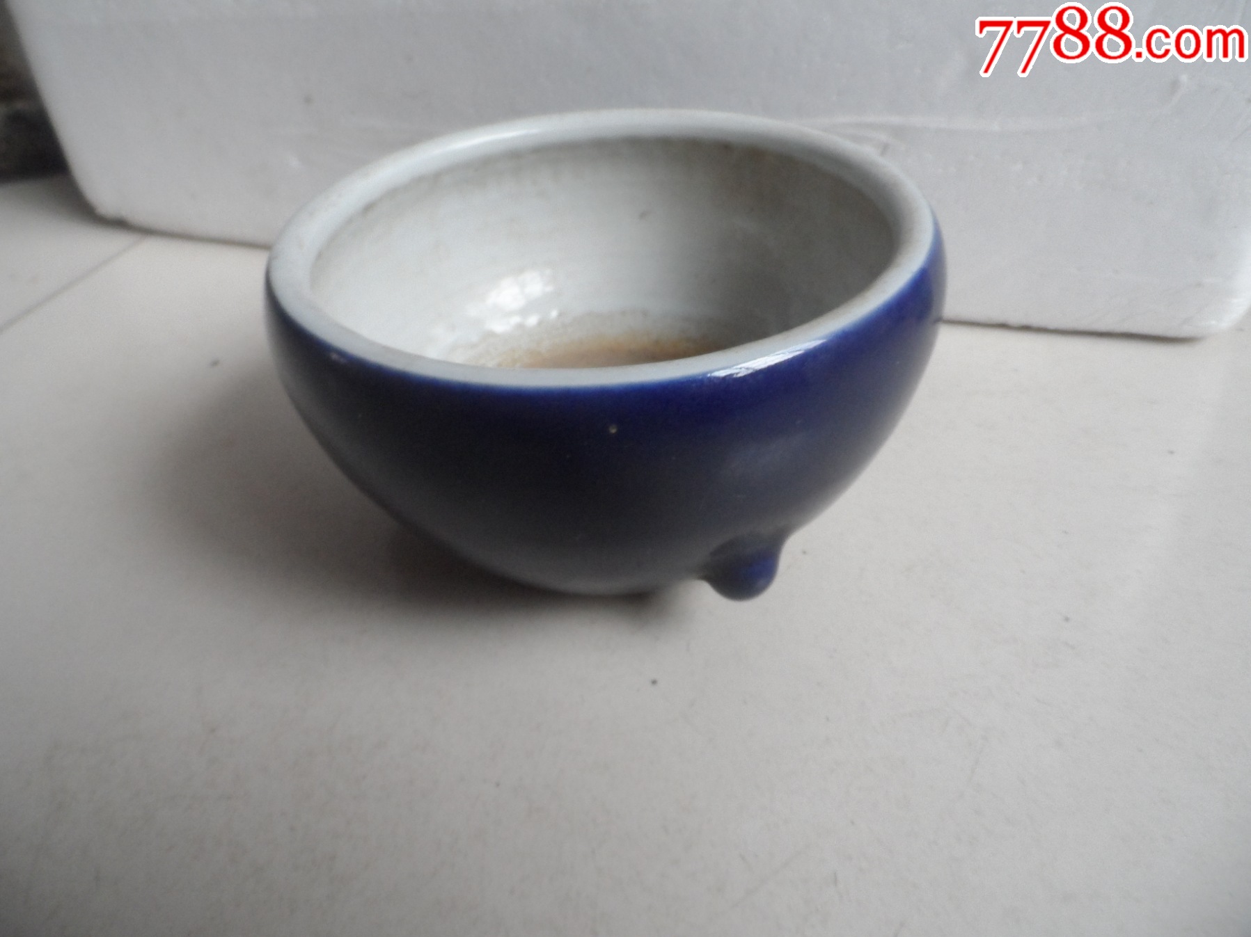 中国古美術•文房具•清時代蓝釉香炉：XG44-1 中国美術中国古玩唐物 清 藍釉 青釉 香炉 時代物 EAm11-15