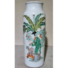 舶来品 中国古磁 本山西八義窯 手絵 紅緑彩 夔鳳紋 玉壺春瓶 酒器 花瓶 置物 舶来品 中国古磁 本山西八義窯 手絵 紅緑彩 夔鳳紋 玉壺春瓶 酒