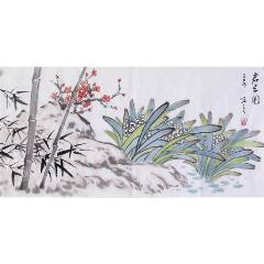 印刷】《宫本武藏枯木鸣鵙图》7212书画挂轴日本回流字画工艺画_