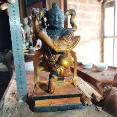 高度26厘米，老樟木雕哪吒三太子，中檀元帅神像菩萨佛像，包邮-木佛像