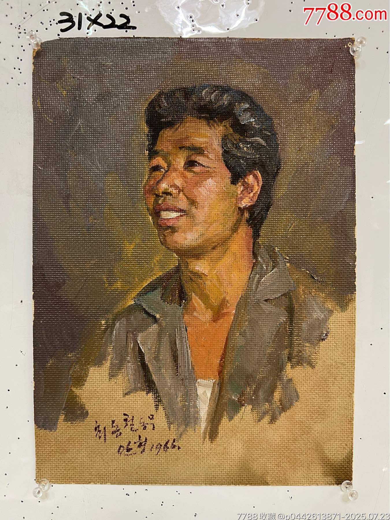 朝鲜老油画功勋艺术家金万炯作-油画原画-7788红宝书