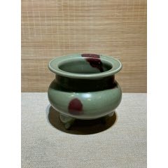 宋代龙泉窑点彩三足香炉老瓷器古瓷器农村老物件-青瓷/秘色瓷-7788红宝书