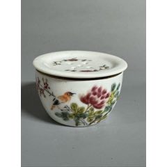 個人秘蔵-茶道具　粉彩　漢詩花鳥文　四方瓶　一對　在銘　G　R7053B 個人秘蔵-茶道具様専用 粉彩 漢詩花鳥文 四方瓶 一對 在銘 G