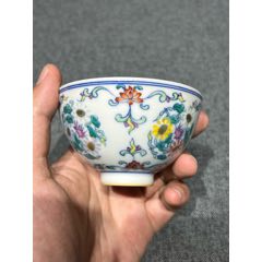 清代嘉庆时期青花「通景山水」盖碗_青花瓷_旧书收藏_回收价格_