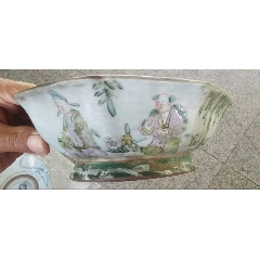 1370  中国 骨董　福建會館  游長子造　十錦 粉彩　漢人　置物　時代物 福建会馆游长子造粉彩福禄寿三星瓷塑_雕塑瓷/瓷雕_东来号【7788