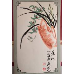 鹌鹑芭蕉纯手绘水墨书画李苦禅画心尺寸45*68_花鸟国画原作_珍品
