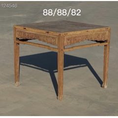 清代，老榆木四平八仙桌，四面工，纯手工雕刻，清水皮克，全品包老-木