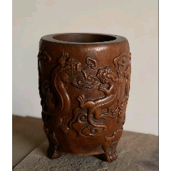 中国美術 紫檀 筆筒 文房具 高13.5cm(HA385) 小叶紫檀风化木｜笔筒紫檀沉稳，风化木笔筒造型古朴自然，似历经