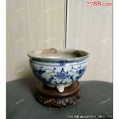 清代早期青花釉里红鱼盘-青花瓷-7788铜炉收藏