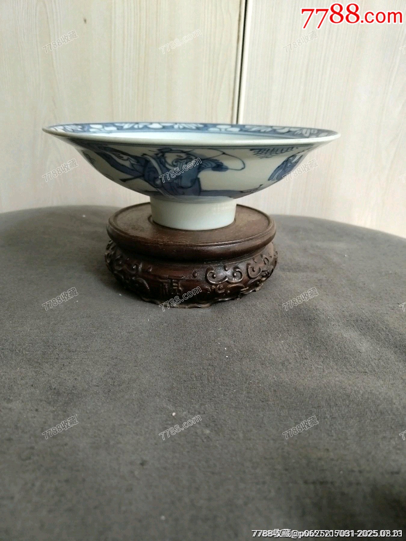 清中期景德镇窑青花福?寿星高足碗_青花瓷_图片鉴赏_收藏价值_