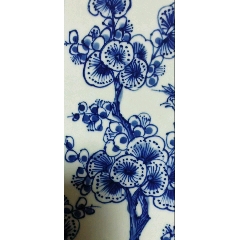 中国 青花 鳥纏枝花卉文盤 V R6802E 中国 青花 鳥纏枝花卉