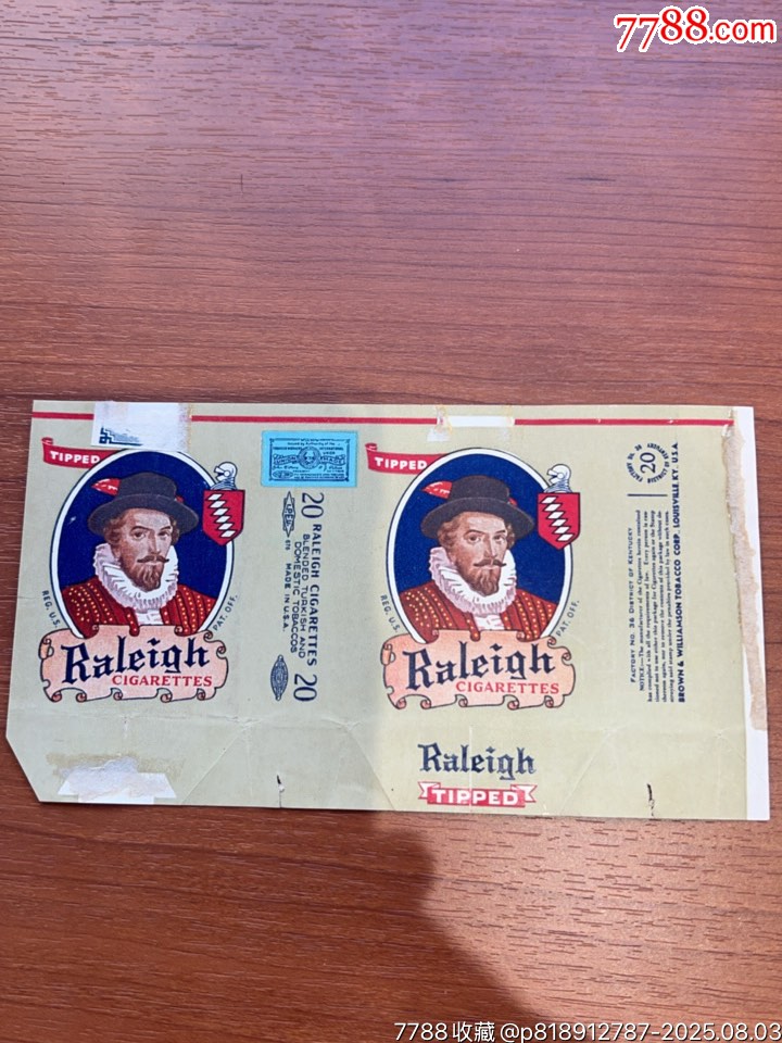 K老20支软标-40年代烟草人物【罗利raleigh】32_烟标_建安纸品收藏