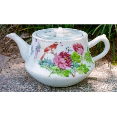 中国　民国期　粉彩花鳥紋茶入　小壺　天津豫盛號出品　送料込み0926 中国 民国期 粉彩花鳥紋茶入 小壺 天津豫盛號出品 送料込み0926