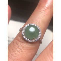 天然翡翠圓面女士戒指