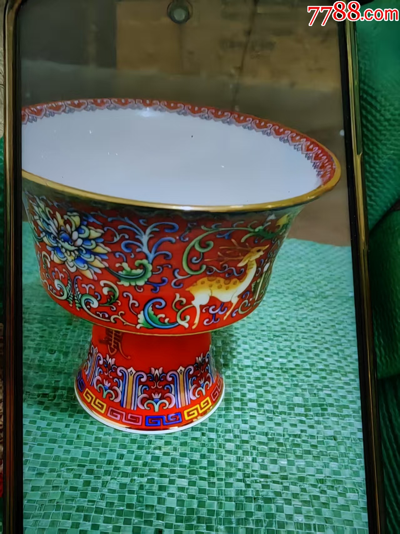 清乾隆珐琅彩红釉高足碗_其他景泰蓝/珐琅_臻品汇推荐【7788红宝书】