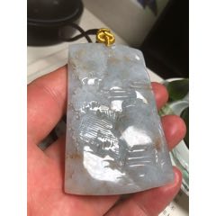 天然翡翠酒金山水大件