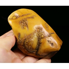 寿山石田黄石山水人物闲章印章-寿山石印-7788红宝书