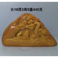 田黄石 寿山石 彫刻 精品寿山田黄石摆件十二生肖贺寿图石雕石刻名家薄意浮雕