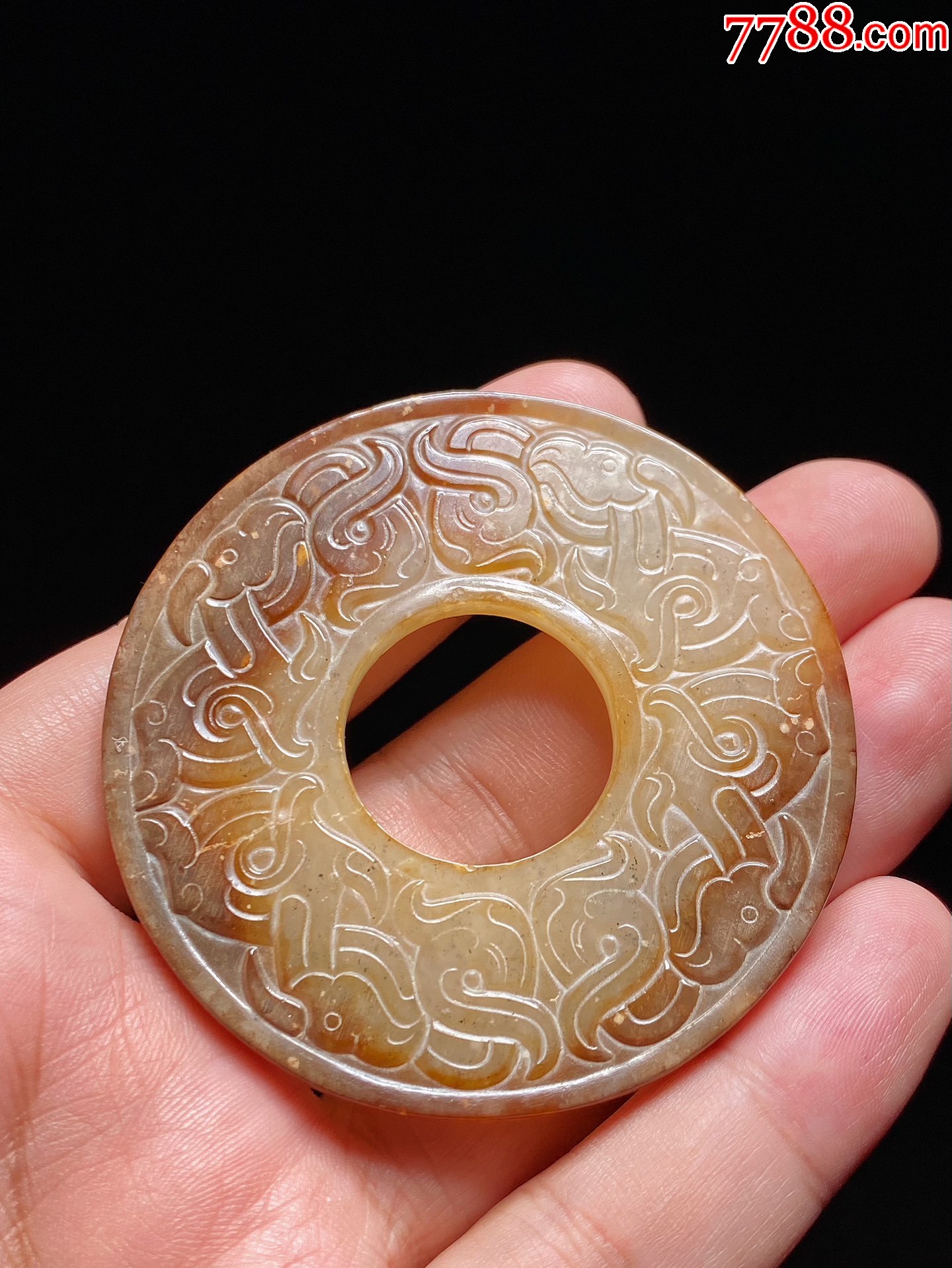 明以前和田玉籽料龙凤纹玉璧挂件-和田玉-7788旧书网