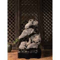 太湖石【陗雲】高60宽38厚36罗牧（1622年-1705年）字饭牛-太湖石-7788