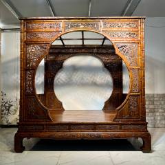 老黄花梨家具清代黄花梨海黄节节高升架子床明清古典家具老罗汉床