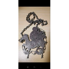 清代-麒麟童子-银牌重45g-银锁/银项链-7788红宝书