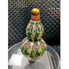 一口价合成仿蜜蜡双兽耳超大鼻烟壶镶嵌有破损特价_旧鼻烟壶_古藏