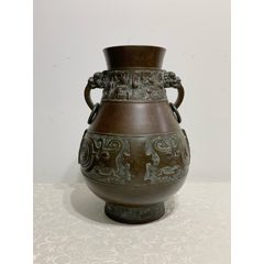 日本昭和饕餮纹铜花瓶-铜壶/铜瓶-7788红宝书