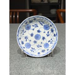 清代康熙时期青花「五朵莲叶」小赏盘_青花瓷_玩古怡情【7788旧书网】