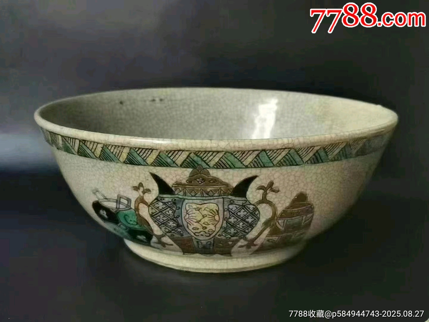 清光绪哥釉五彩宝鼎纹大碗_彩绘瓷/彩瓷_收藏行情_回收价格_7788邮票收藏