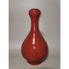 清乾隆款红釉蒜头瓶_红釉瓷_山西老货【7788红宝书】