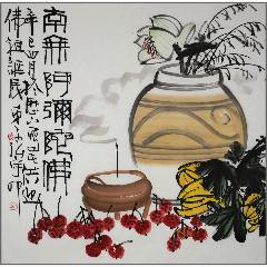 中国美術・純手描き花鳥画掛軸・国画・張大千印款・宣紙・賞物・肉筆・書道