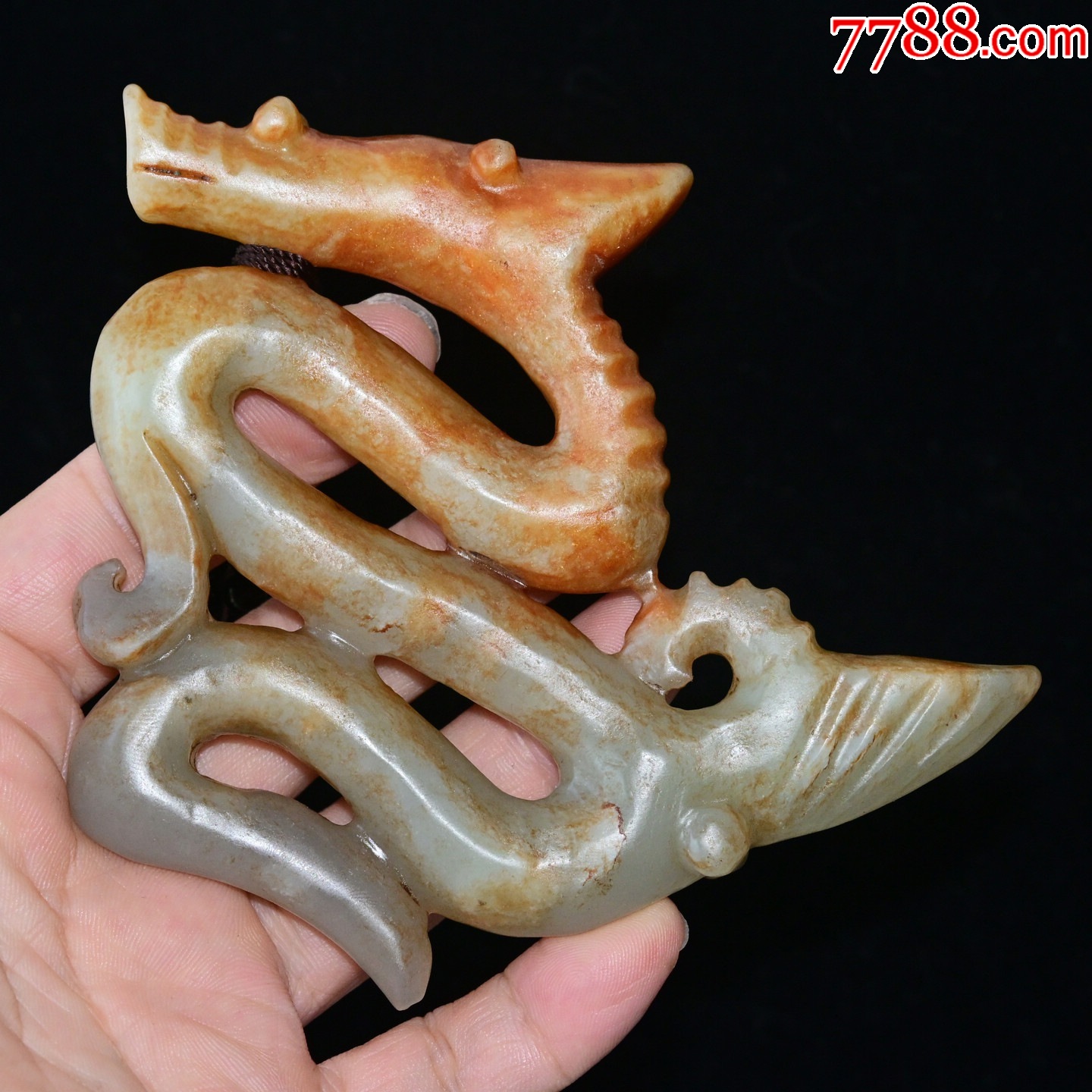 和田玉红沁天地双龙佩-和田玉-7788旧书网