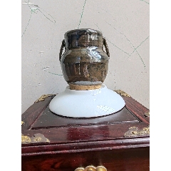 中国美術 文房具 時代物 唐物染付 清朝期 紫金釉 醤釉 皿(検