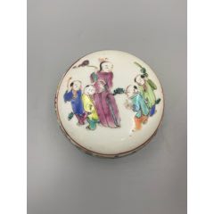 清晚期同治粉彩五子夺魁印泥盒-彩绘瓷/彩瓷-7788旧书网