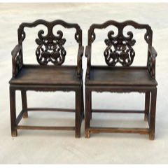 清代榆木太师椅老椅子老家具古典家具-木椅/凳-7788像章收藏