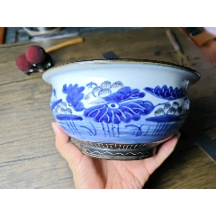 中国清時代青花纏枝蓮茶碗（大清乾隆年製）在銘　XG55-1 中国清時代青花纏枝蓮茶碗（大清乾隆年製）在銘 XG55-