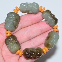 和田玉白玉螭虎神兽佩饰-和田玉-7788文玩