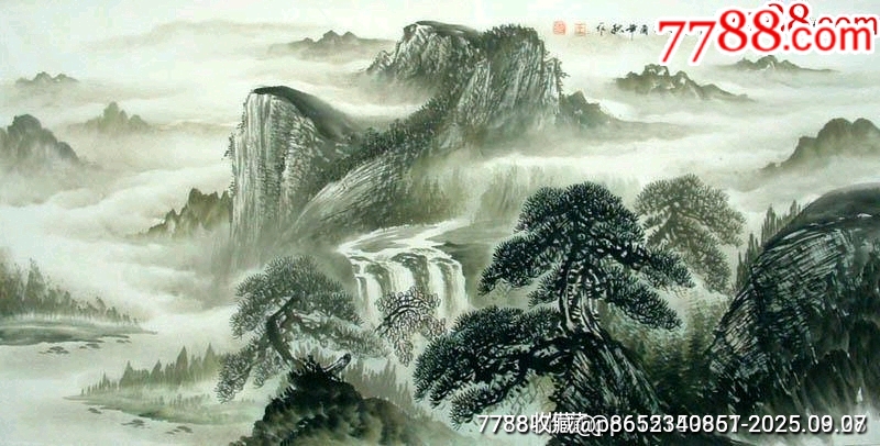 王国盛四尺山色空朦烟雨中_山水国画原作_品墨斋【7788红宝书】