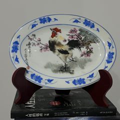 手绘釉上彩公鸡盘子，赏盘，完整-￥129 元_彩绘瓷/彩瓷_7788网