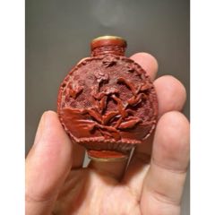 中国古美術 剔紅 漆器 堆朱 彫山水閣樓風景人物図 特大花瓶 銅胎古賞物・時代物 中国古美術 剔紅 漆器 堆朱 彫山水閣樓風景人物図 特大花瓶 銅胎