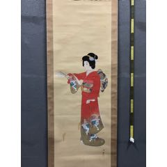 中国古美術・仕女図三尺画芯・純手描き・工筆・彩色画・仇英印款・書道・宣紙・带水印 中国古美術・仕女図三尺画芯・純手描き・工筆・彩色画・仇英印款