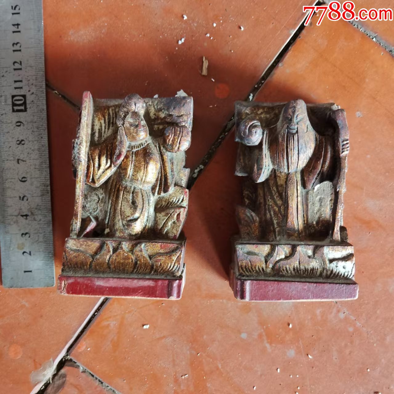 每个高10宽6厚4厘米,老木雕寿星和麻姑人物一对,老家具拆下_其他木艺品_木雕佛像与书画【7788收藏__收藏热线】