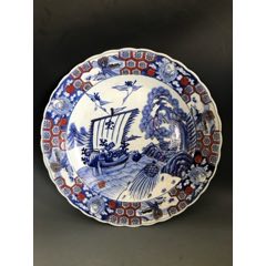 大清康熙年制青花皿　花押款 靓宝格- 康熙青花花鸟纹杯及盘一套（花押款）