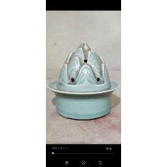 中国、青瓷三足双耳香炉、美品、 青瓷三足香炉家用陶瓷香薰炉哥窑梅子青香炉新中式家居