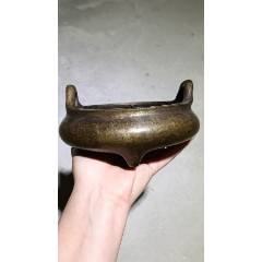 清代大明宣德六年工部尚书臣吴邦佐造款桥耳铜香炉_铜炉_古玩于的