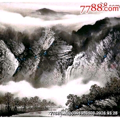 陸染石　中国美術　水墨画　山水画　蘇州画院院長　インテリア Emerald Peaks Chinese Landscape Painting | Color Ink on Xuan Paper