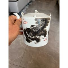 大清乾隆年制矾红印章纹盘-彩绘瓷/彩瓷-7788红宝书