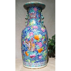 爆買い，人気セール 清朝期 時代物 粉彩山水人物大花入 色絵花瓶