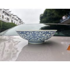 清代缠枝花卉纹大碗一个（实价）-青花瓷-7788票证网